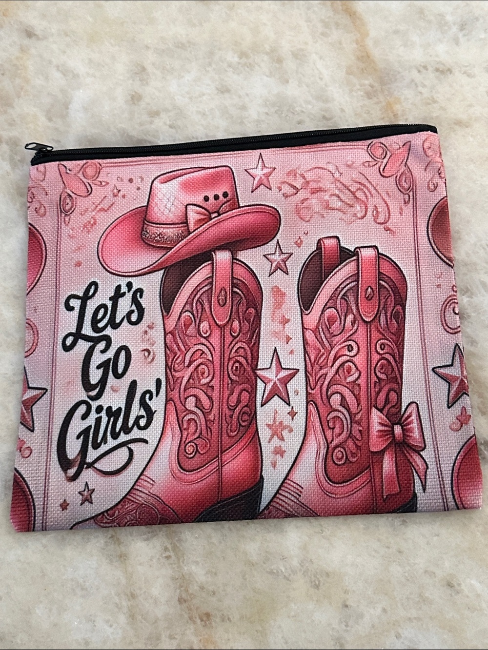 Let's Go Girls Pink Western Boot Cosmetic Pouch